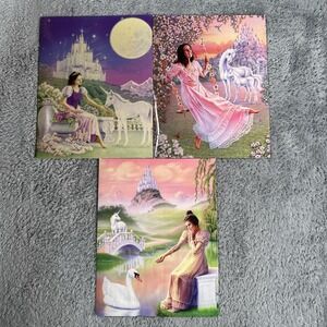 Lot Of 3 Vintage Y2K Unicorn Princess Folders Swing Castle Feeding Baby Unicorn